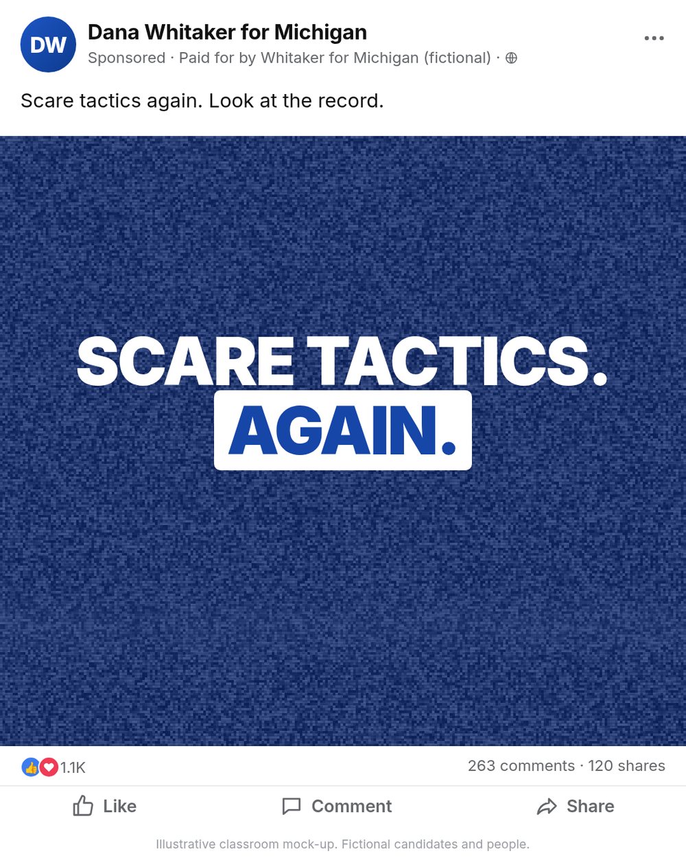 Sponsored ad from Dana Whitaker for Michigan: Scare tactics. Again.